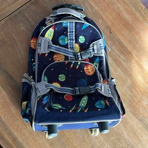 Pottery Barn Kids Rolling backpack. Space themed.